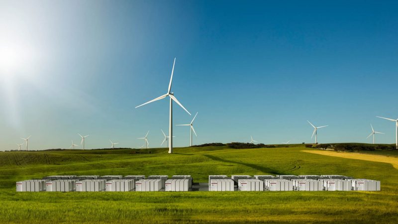 Ветряные электростанции Neoen Hornsdale Wind Farm в Джеймстауне в Южной Австралии Ветряные электростанции Neoen Hornsdale Wind Farm в Джеймстауне в Южной Австралии