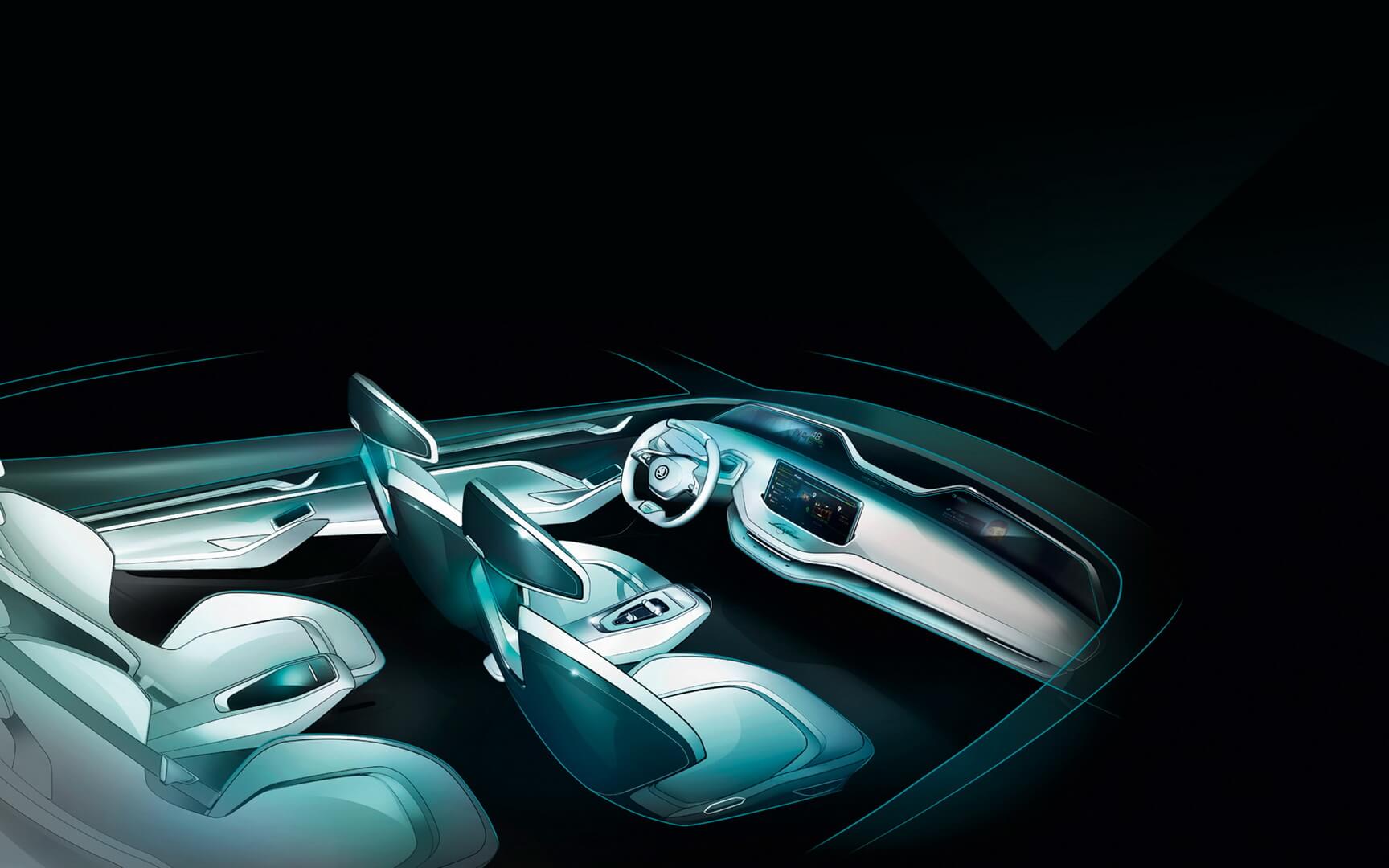 Дизайн салона Skoda Vision E Дизайн салона Skoda Vision E