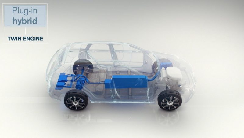 Схема плагин-гибридного автомобиля Volvo Схема плагин-гибридного автомобиля Volvo