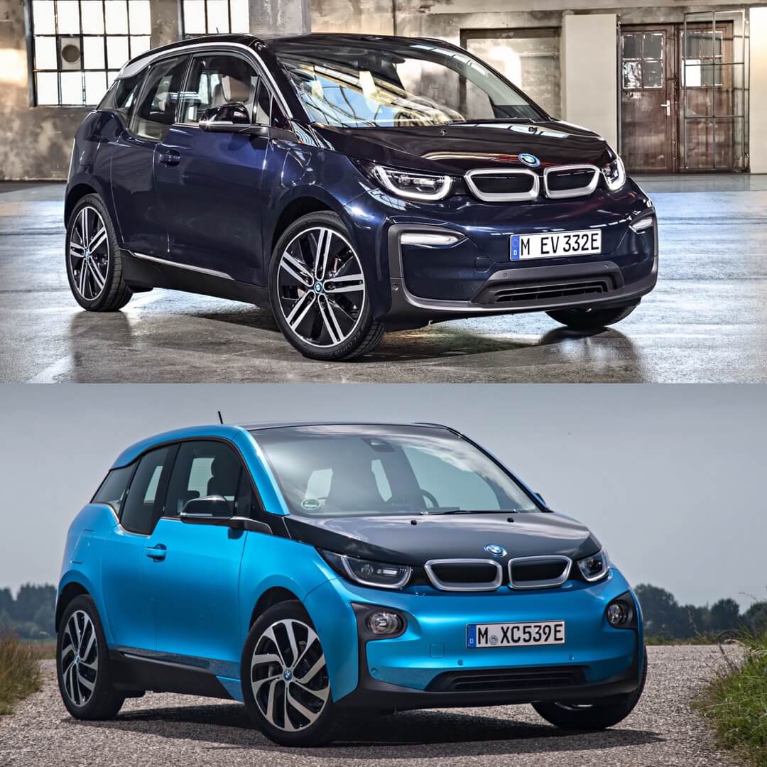Фронтальная часть BMW i3 2018 и i3 2014 Фронтальная часть BMW i3 2018 и i3 2014