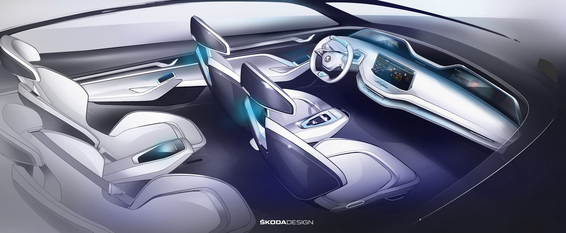 Салон электромобиля Skoda Vision E Салон электромобиля Skoda Vision E