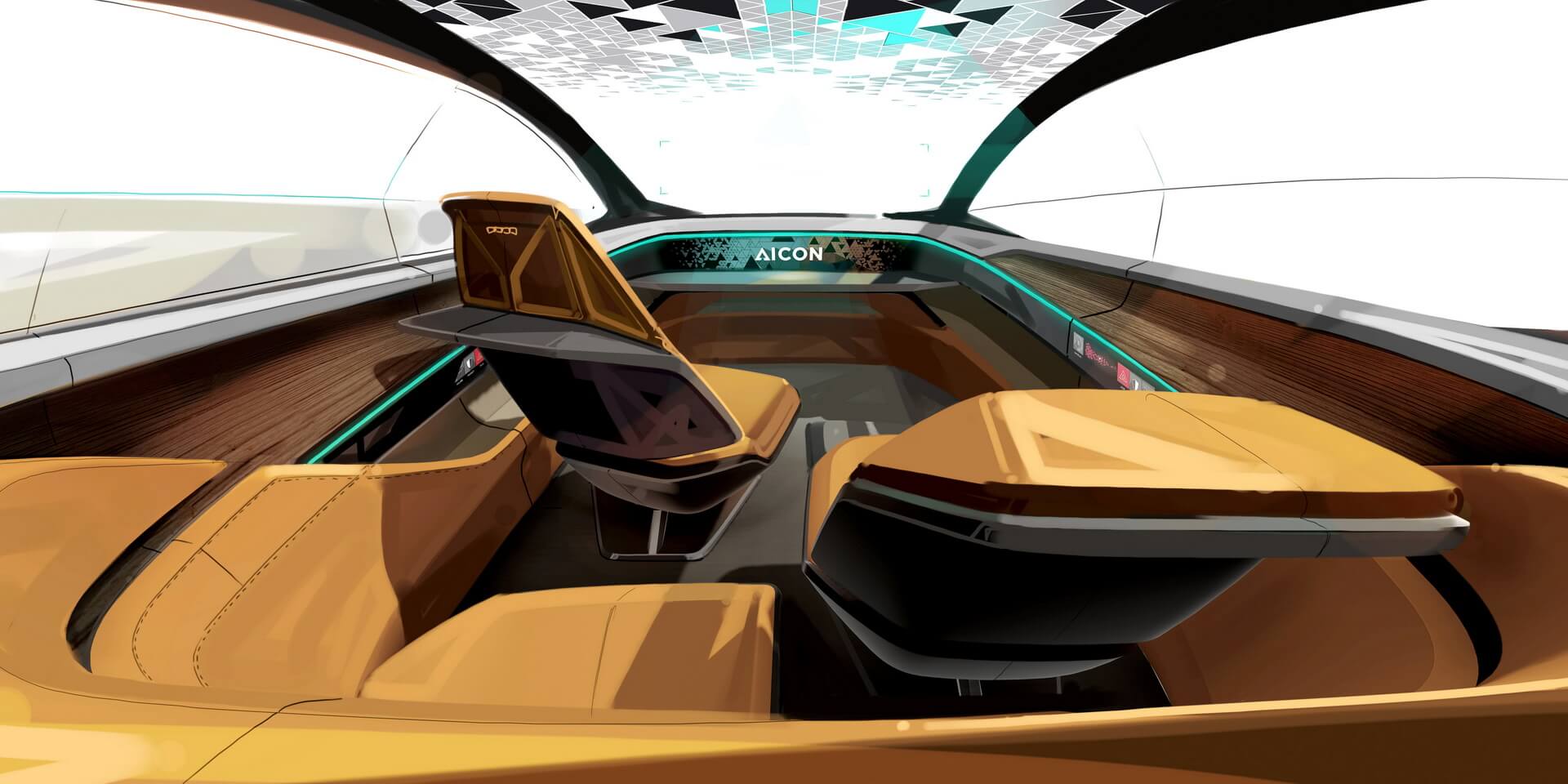 Мобильный салон Audi Aicon с панорамной стеклянной крышей Мобильный салон Audi Aicon с панорамной стеклянной крышей