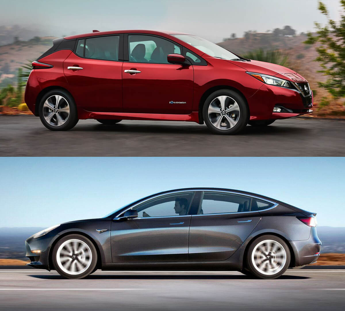 Nissan Leaf (2018) VS Tesla Model 3 Nissan Leaf (2018) VS Tesla Model 3