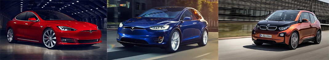 Tesla Model S — Tesla Model X — BMW i3 Tesla Model S — Tesla Model X — BMW i3