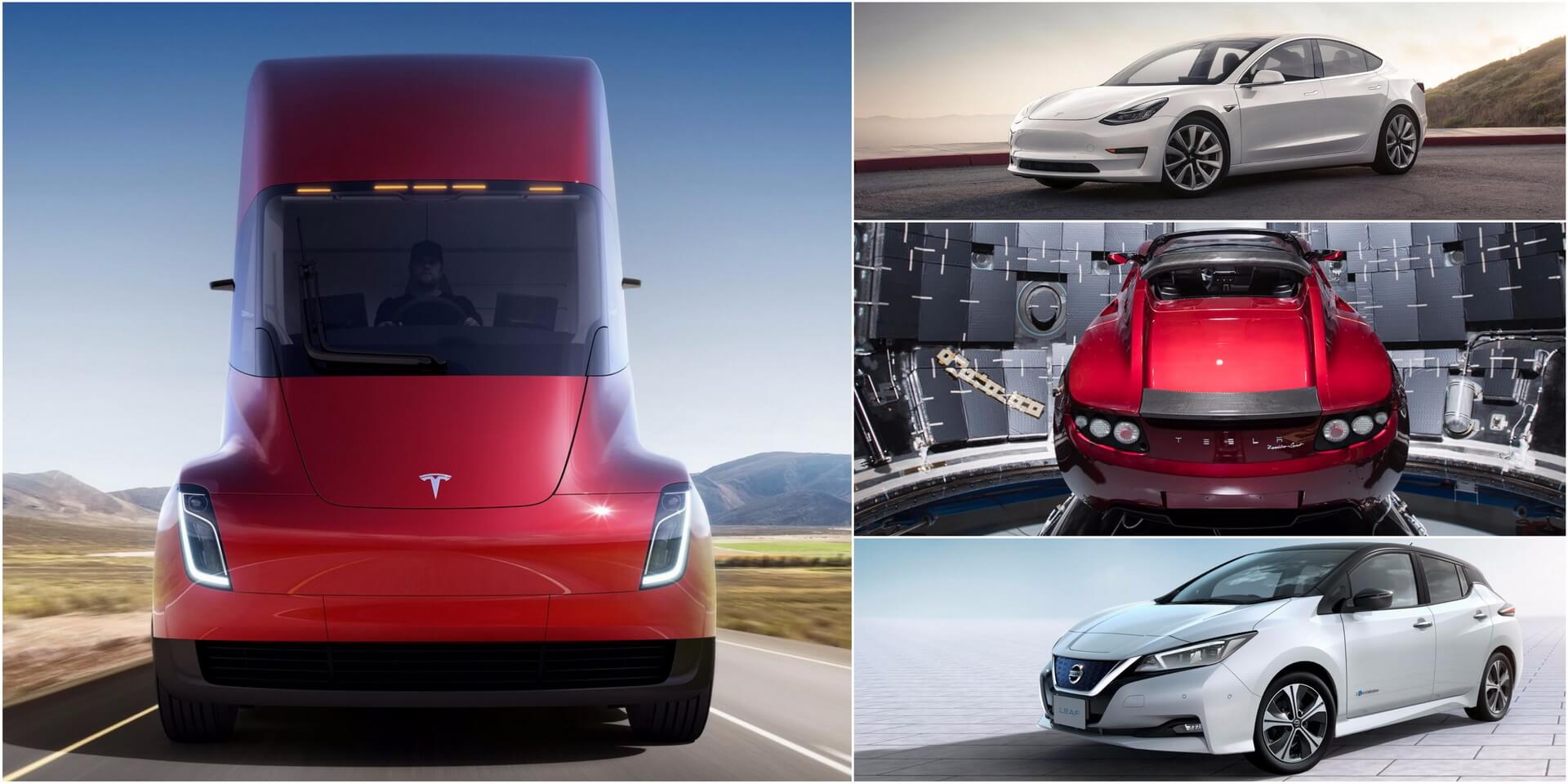Электрогрузовик Tesla Semi & Tesla Model 3 & отправка Tesla Roadster в космос & Nissan Leaf второго поколения Электрогрузовик Tesla Semi & Tesla Model 3 & отправка Tesla Roadster в космос & Nissan Leaf второго поколения