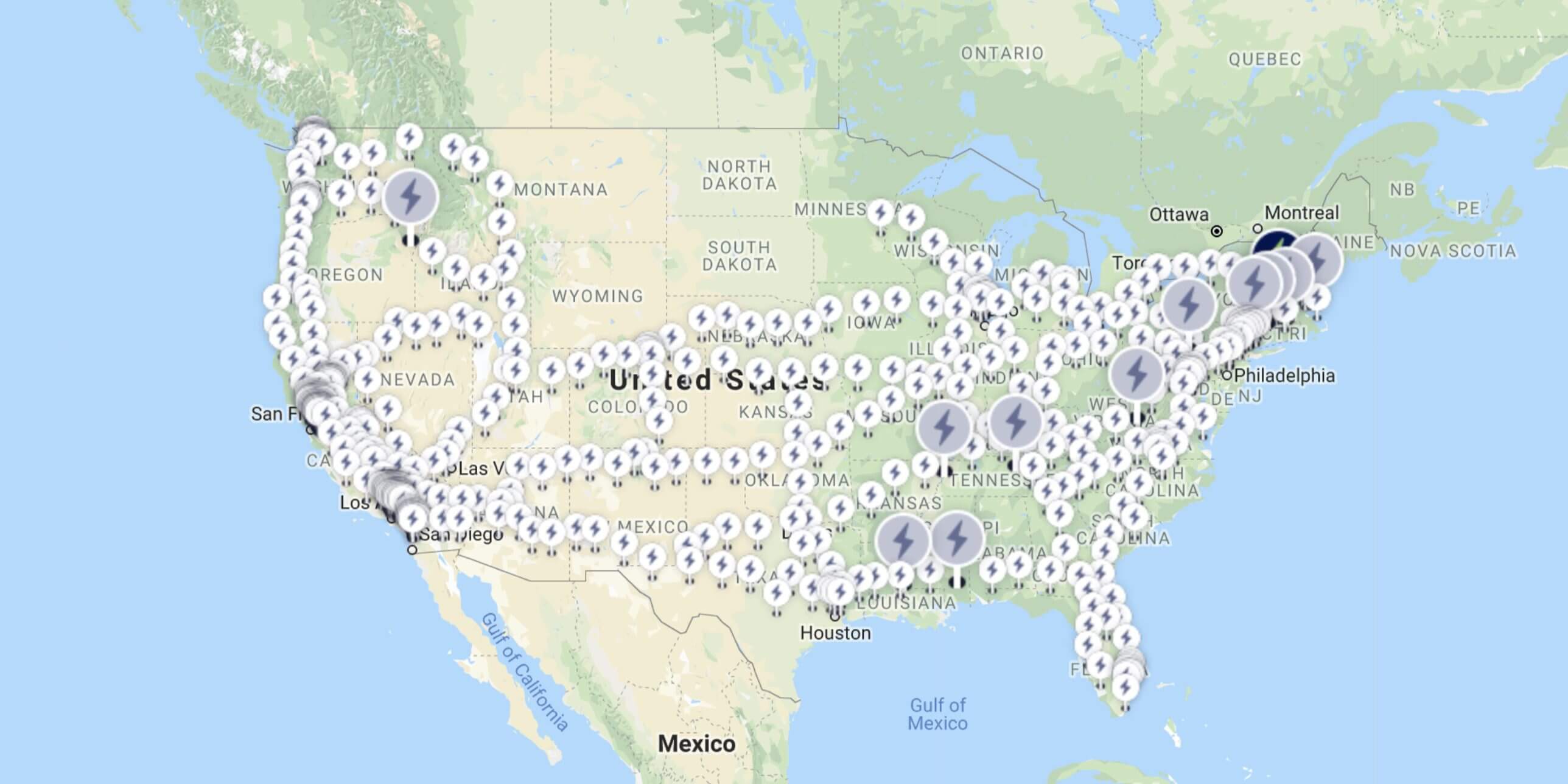 Карта запланированных зарядных станций от Electrify America Карта запланированных зарядных станций от Electrify America