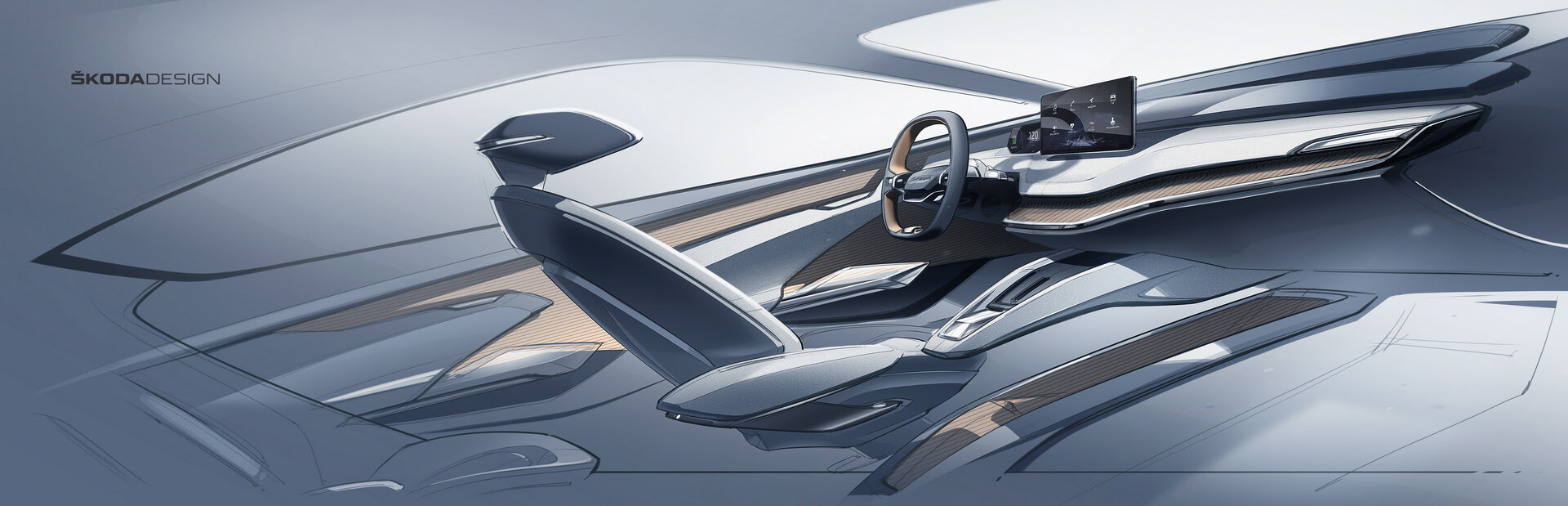 Skoda представила тизер интерьера концепта VISION iV Skoda представила тизер интерьера концепта VISION iV