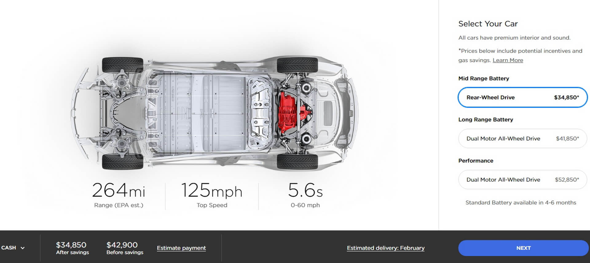 Tesla Model 3 Mid Range: $42 900 Tesla Model 3 Mid Range: $42 900