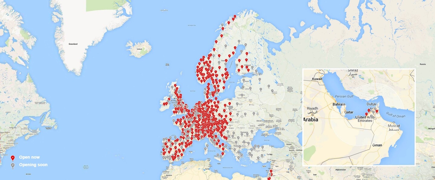 Tesla Supercharger в Европе Tesla Supercharger в Европе