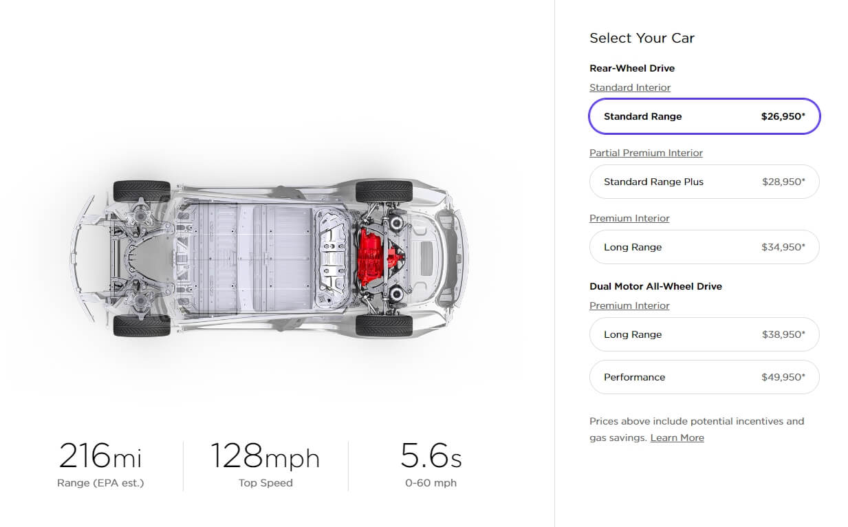 Онлайн-конфигуратор Model 3 без версии Mid Range Онлайн-конфигуратор Model 3 без версии Mid Range