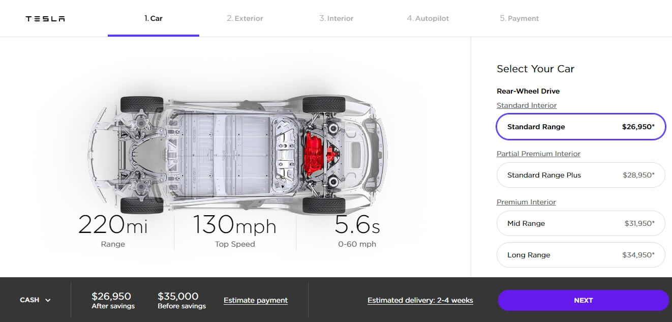 Tesla Model 3 «Standard Range» за $35 000 Tesla Model 3 «Standard Range» за $35 000