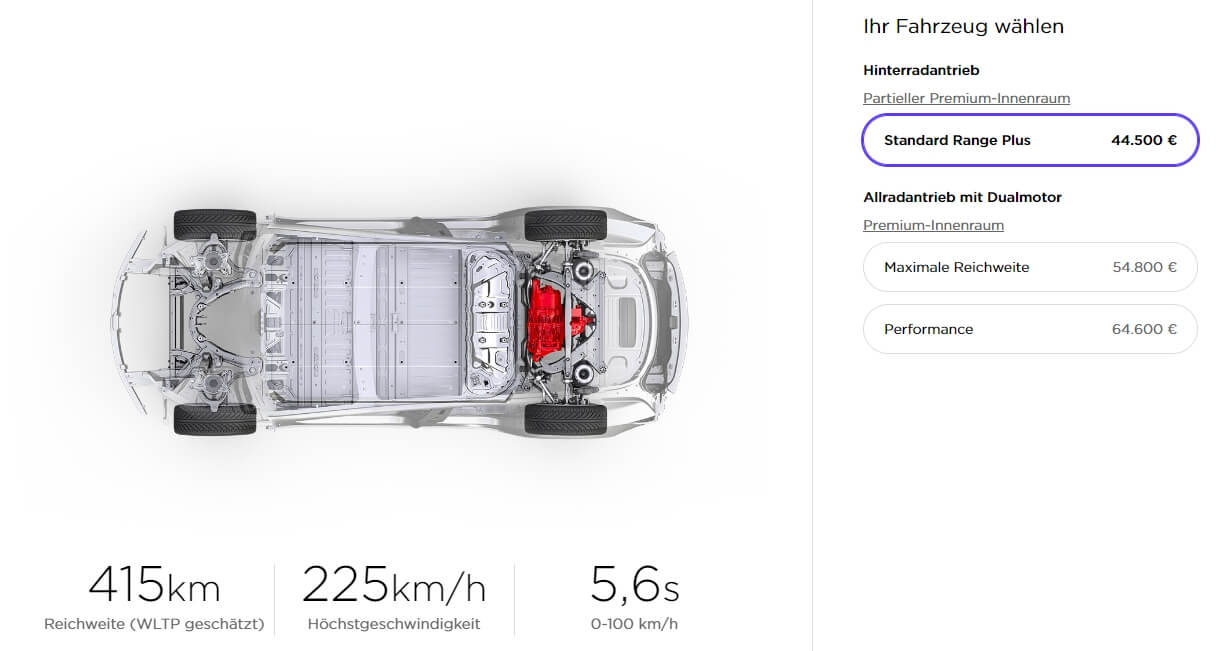 Конфигуратор Tesla Model 3 «Standard Range Plus» для Германии Конфигуратор Tesla Model 3 «Standard Range Plus» для Германии