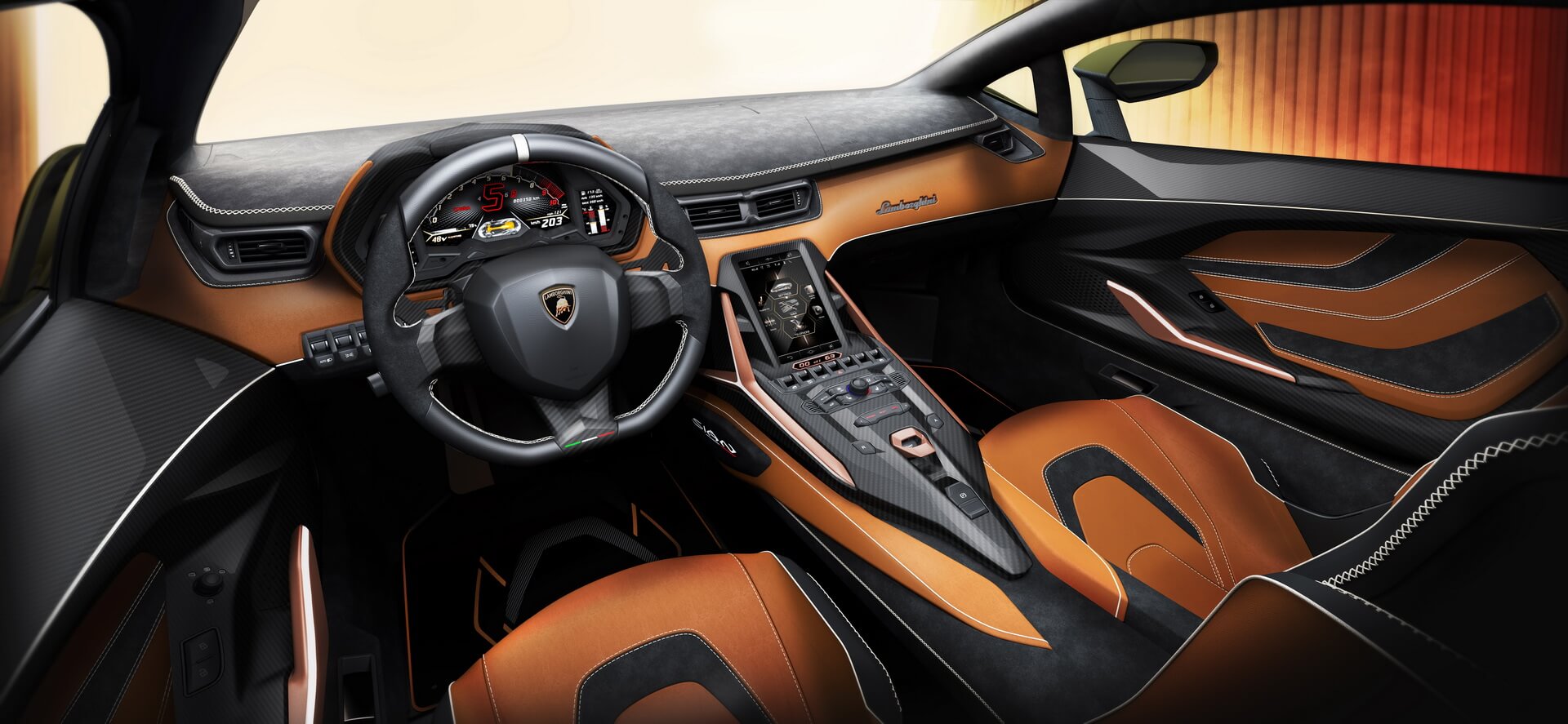 Интерьер гибрида Lamborghini Sián Интерьер гибрида Lamborghini Sián